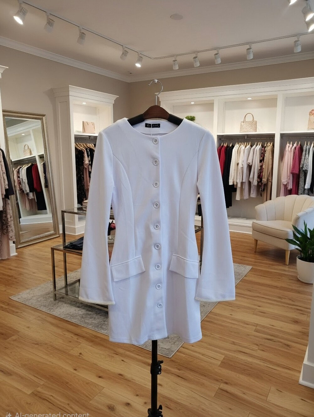LazySmile White Long Sleeve Button Front Size Small NWT